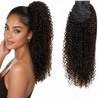 ElevateHairWorld - Dark Brown Afro Curly Drawstring Ponytail (2#)