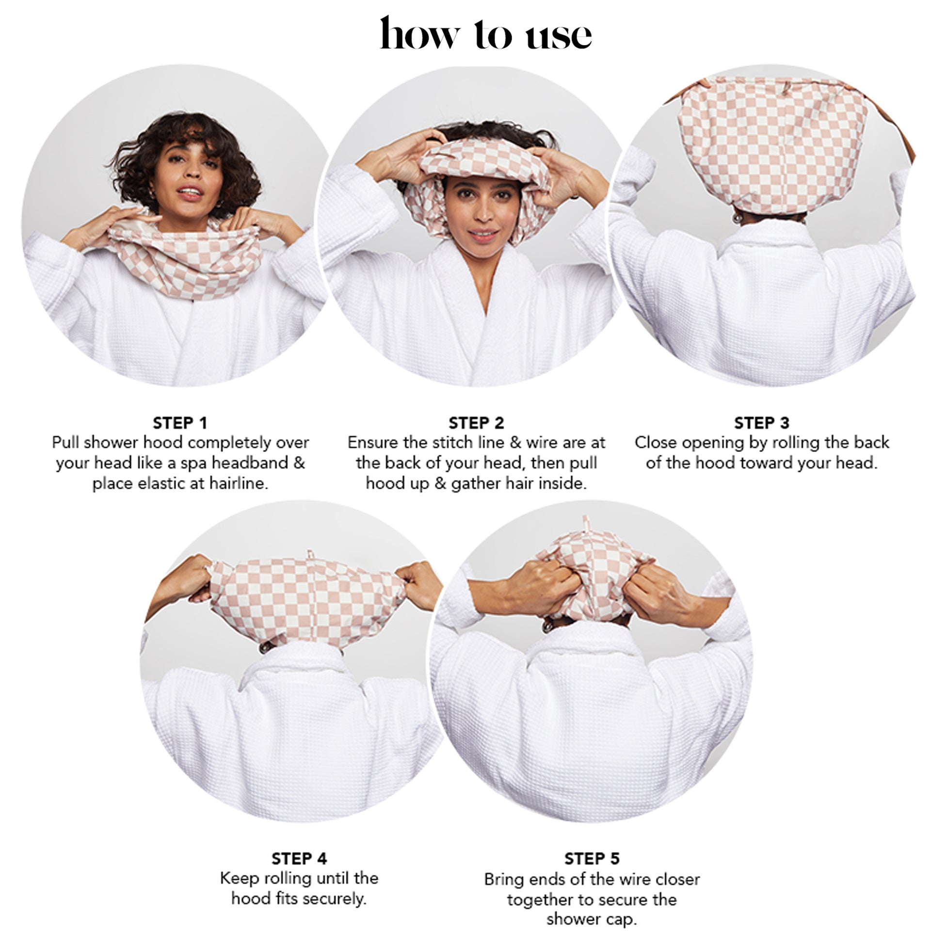 Checker Shower Cap – Waterproof & Reusable - ElevateHealthTech