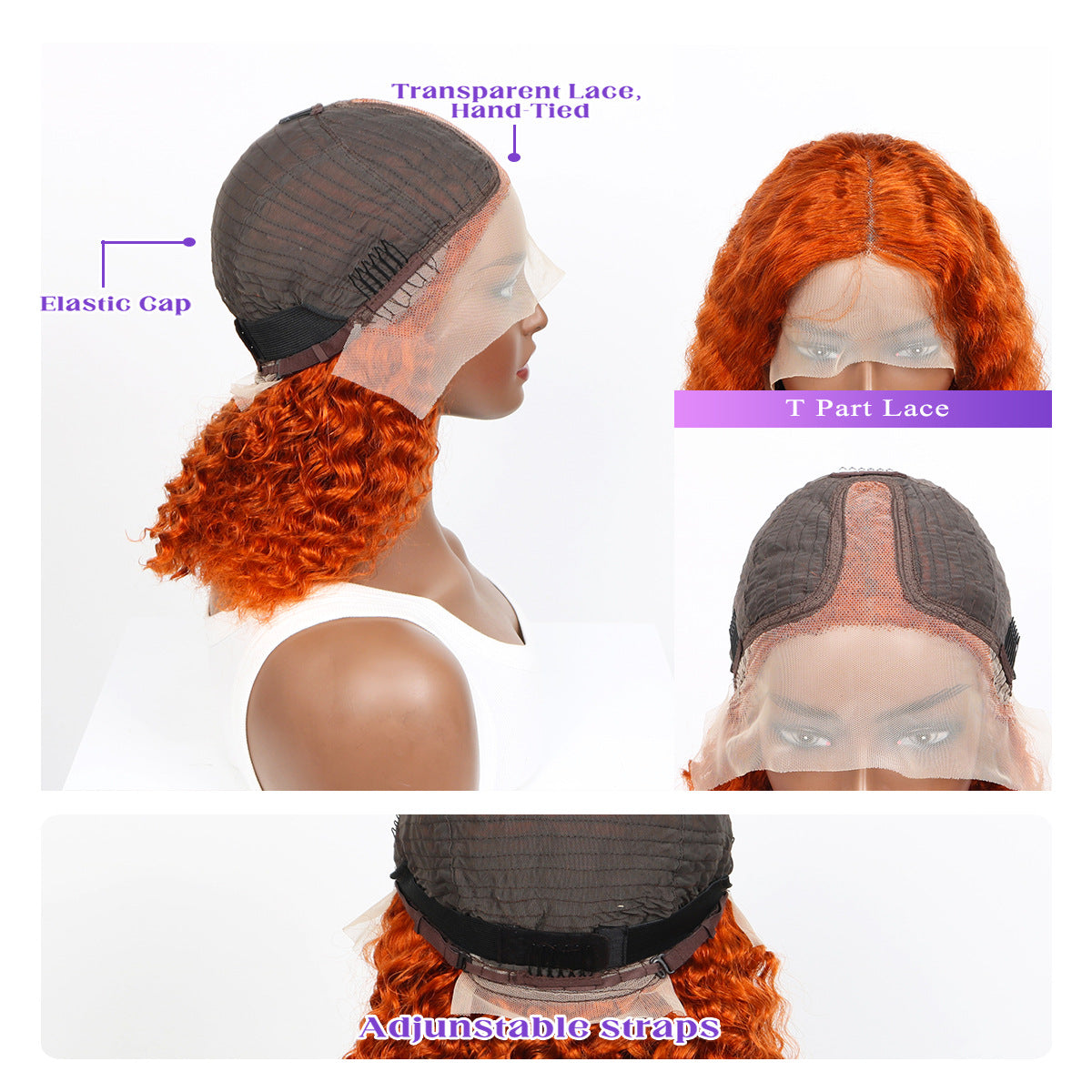 Ginger T-Part Bob Real Human Hair Lace Wig 180% Density - ElevateHealthTech