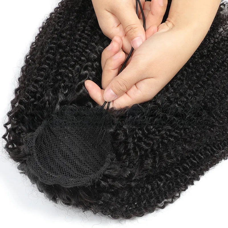 Natural black premium Afro Curly  Drawstring Ponytail - ElevateHealthTech