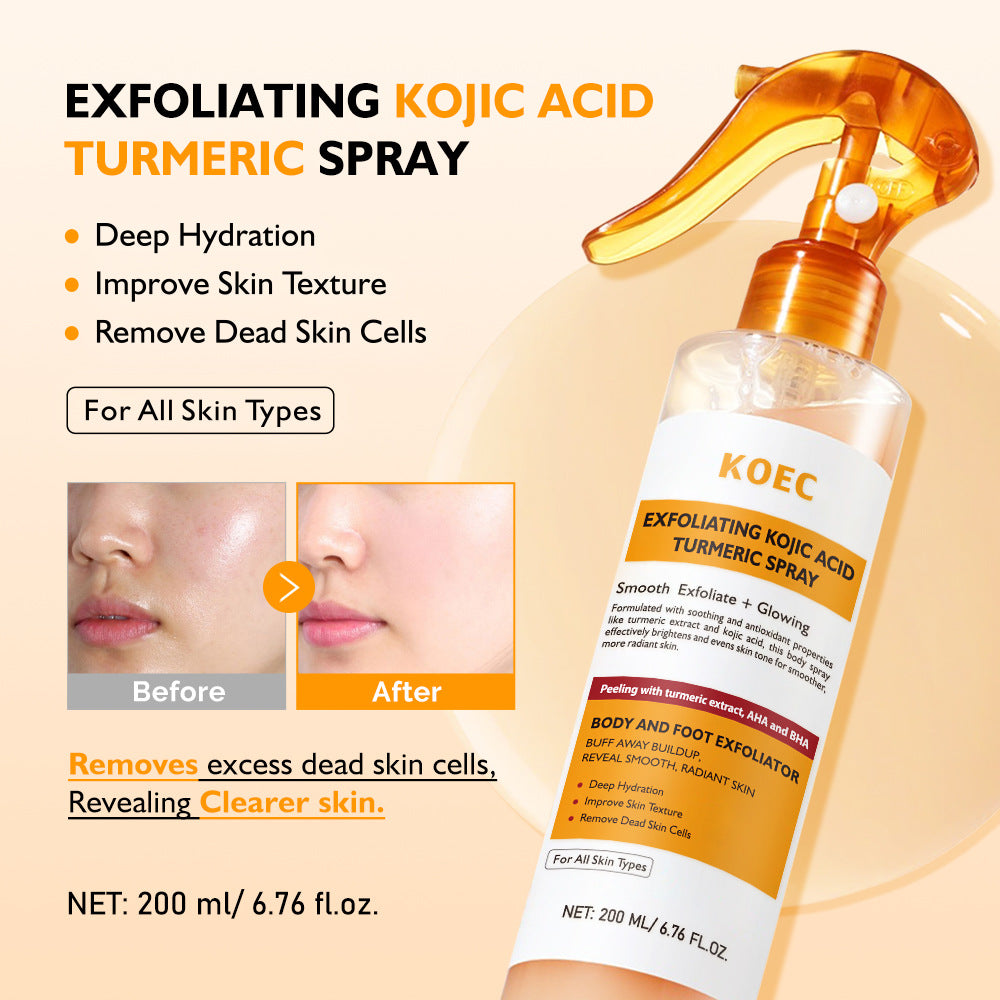Kojic Acid Turmeric Exfoliating Spray – Brightening Body Mist for Smooth, Even Skin - ElevateHealthTech