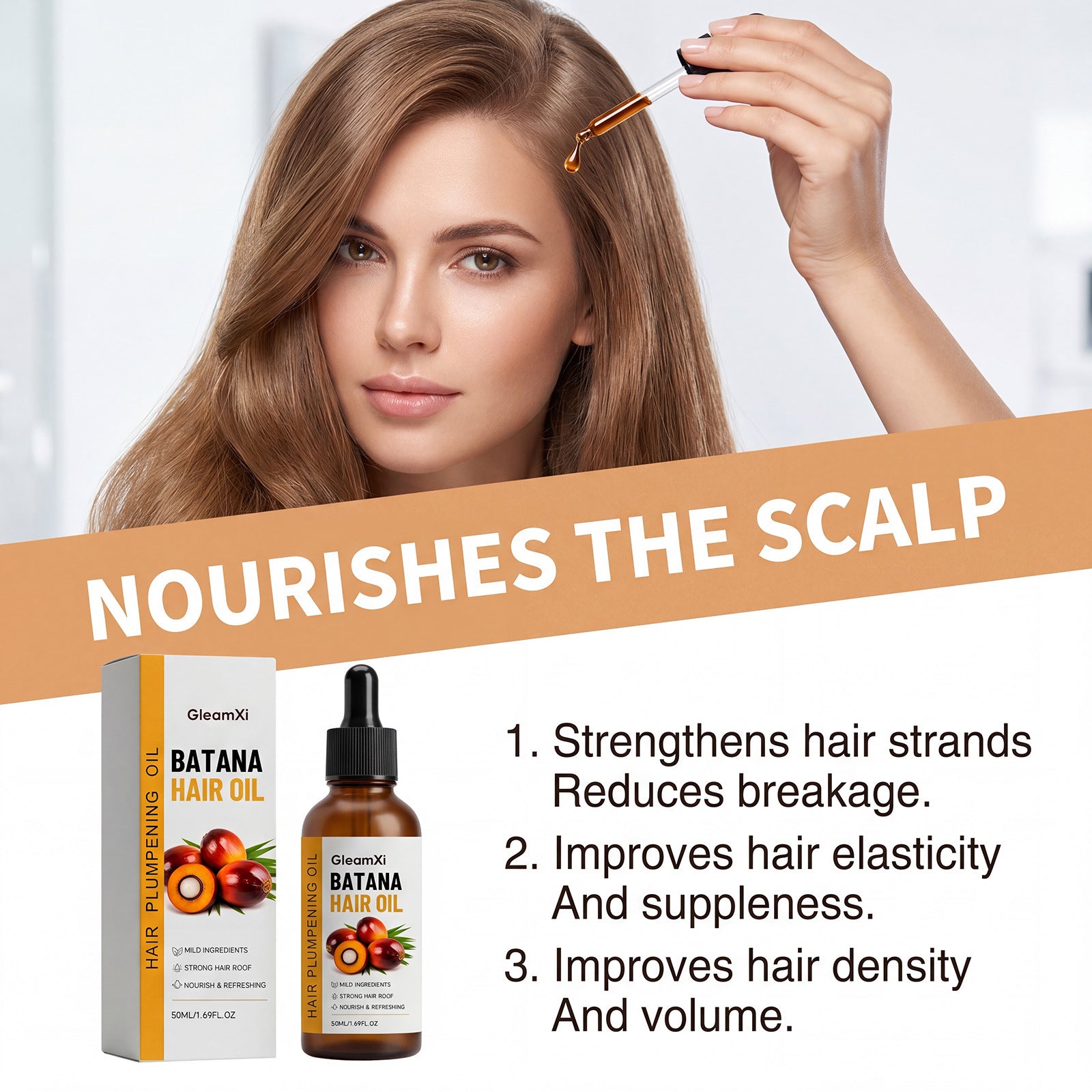 Batana Hair Oil – Plant-Based Nourishing Treatment for Soft, Shiny & Fuller-Looking Hair (50ml)