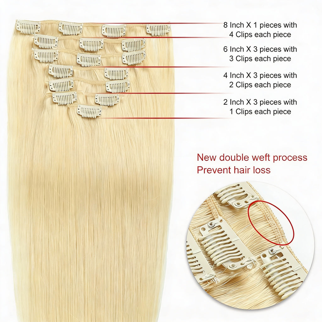 Light Blonde / Classic Clip-Ins (100g-120g)(#613) - ElevateHealthTech
