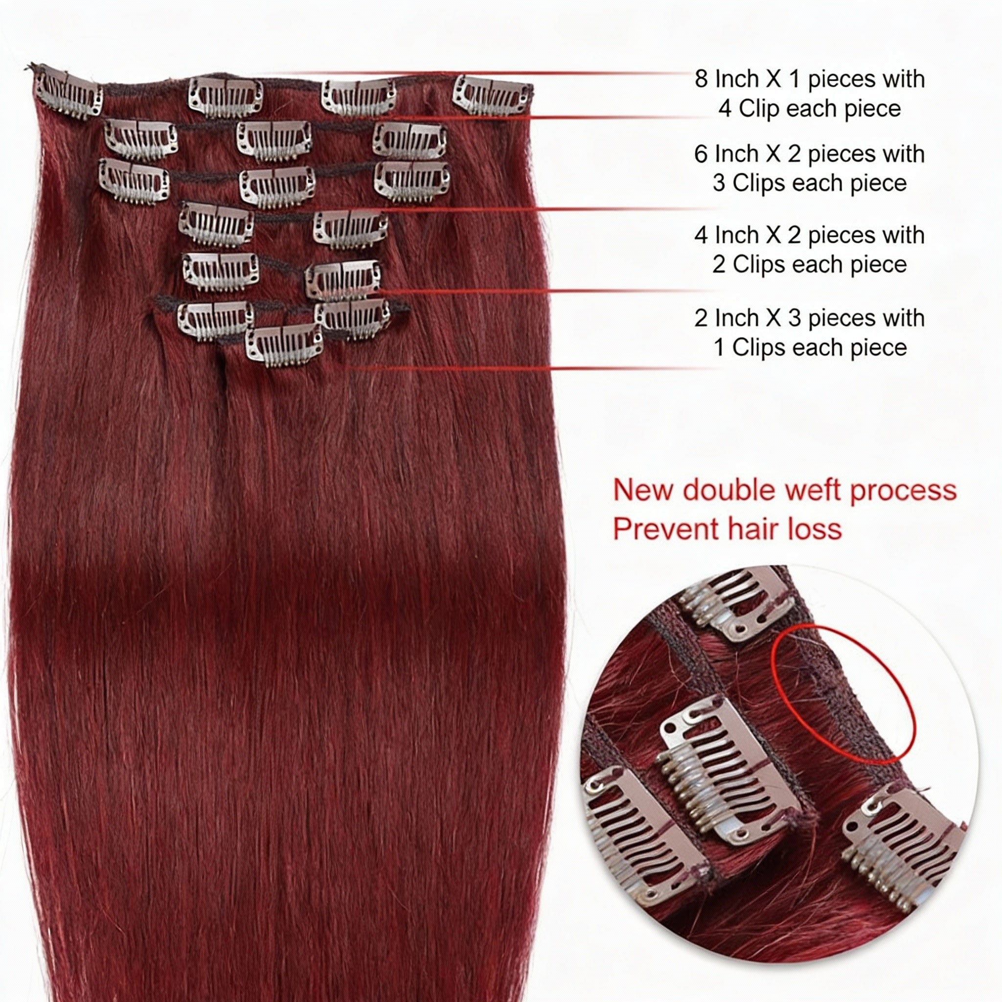 Chestnut Red /  Classic Clip-Ins (100g-120g)(#99j) - ElevateHealthTech