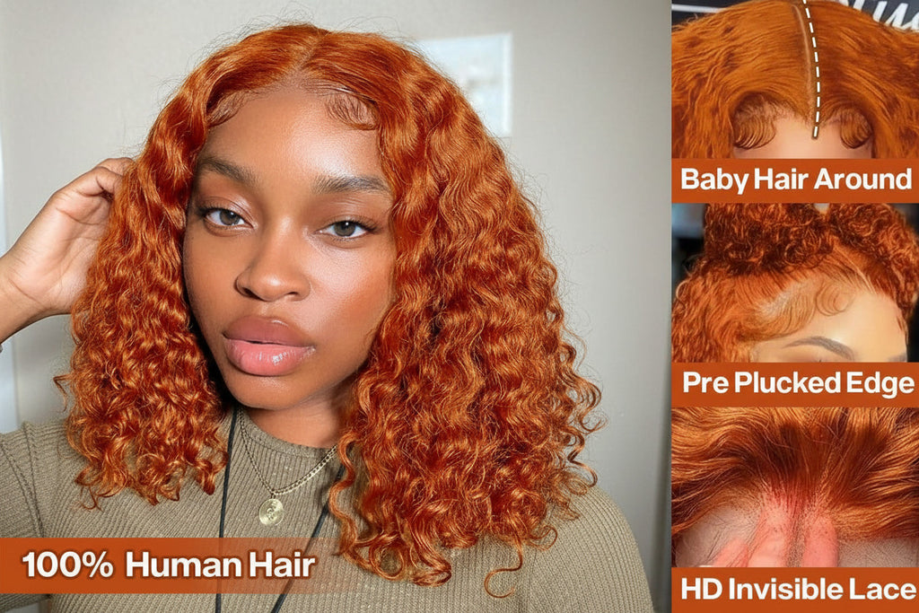 Ginger T-Part Bob Real Human Hair Lace Wig 180% Density - ElevateHealthTech