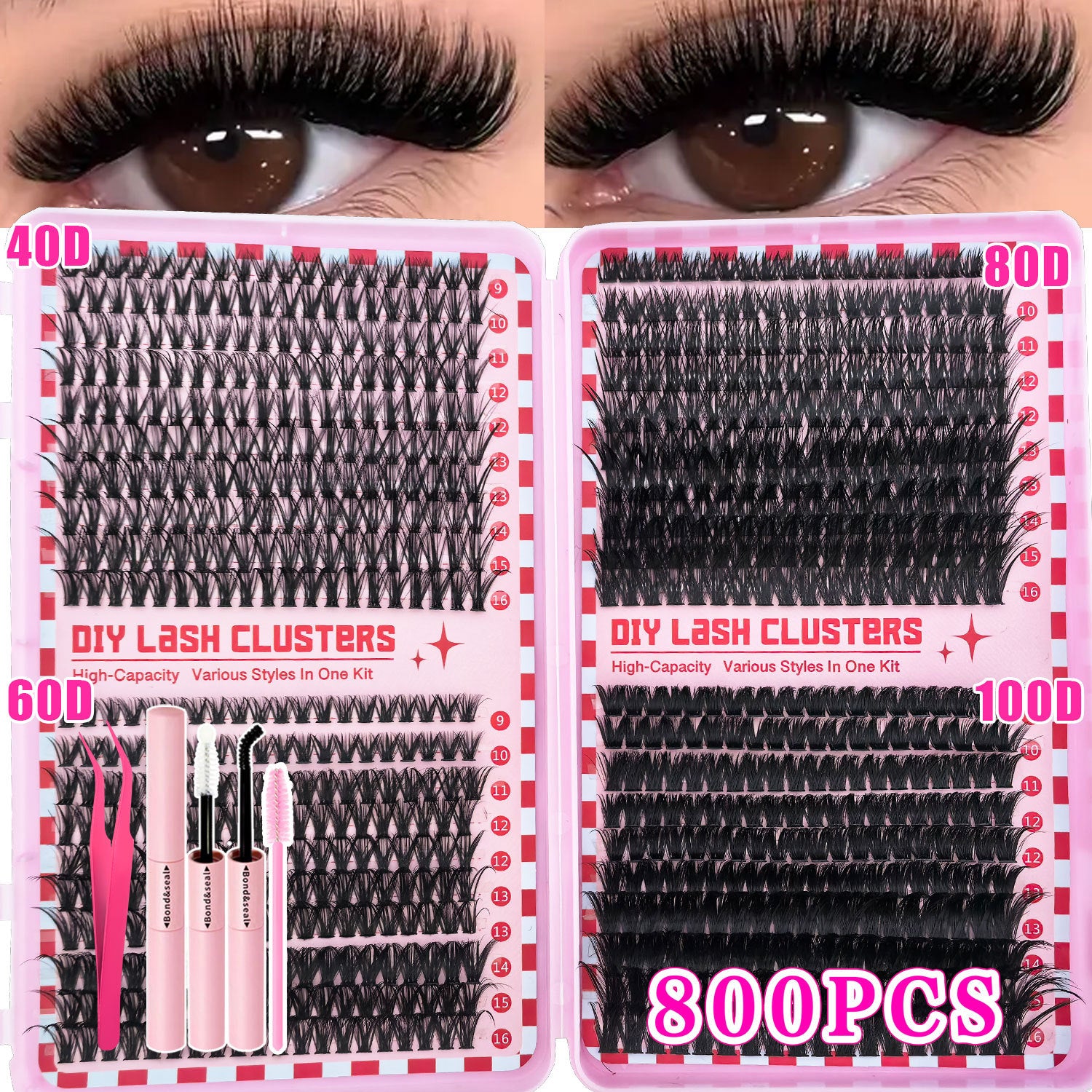 DIY Fluffy Cluster Lash Extension Kit – 40 Row Volume Lash Tray - ElevateHealthTech