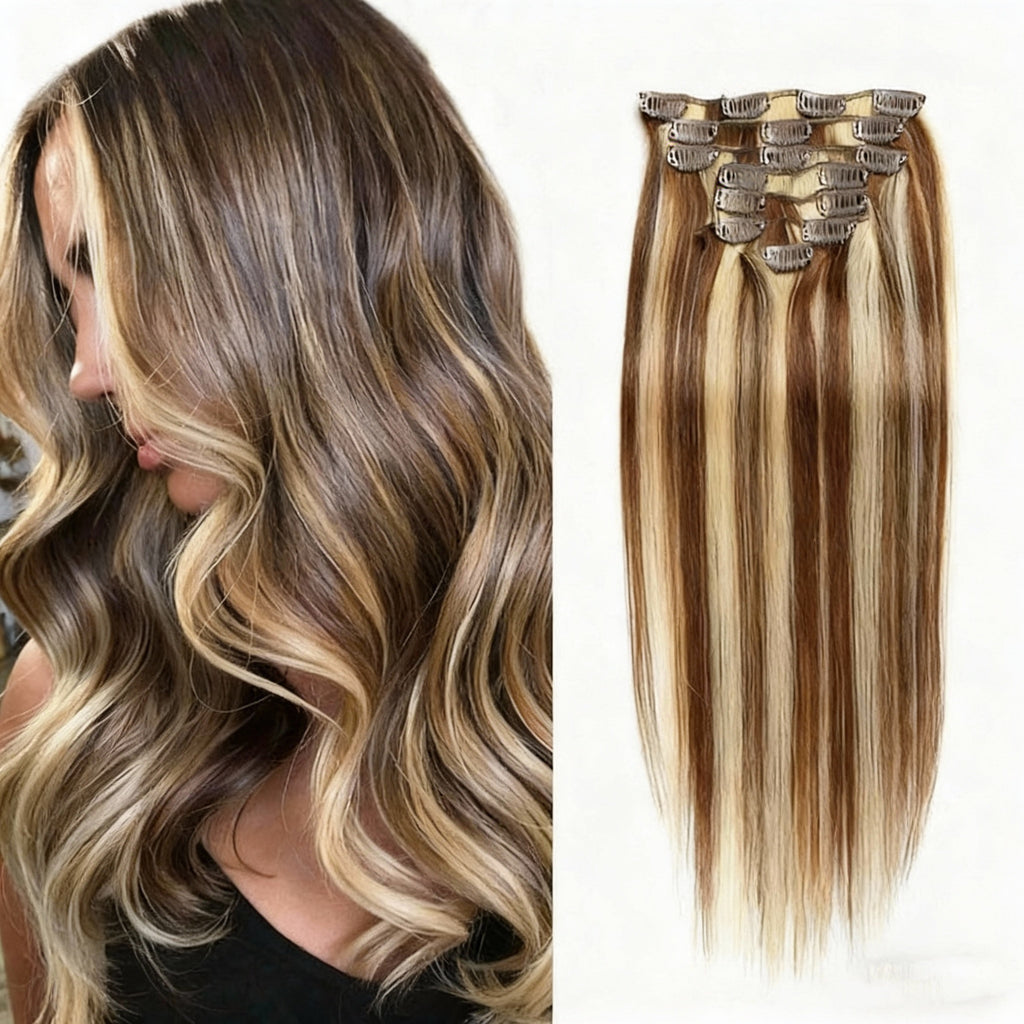 Caramel Blonde Highlights / Classic Clip-Ins (100g-120g)(#4/613) - ElevateHealthTech