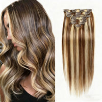 ElevateHairWorld - Caramel Blonde Highlights Classic Clip-In Hair Extensions (100g-130g)(#4/613)