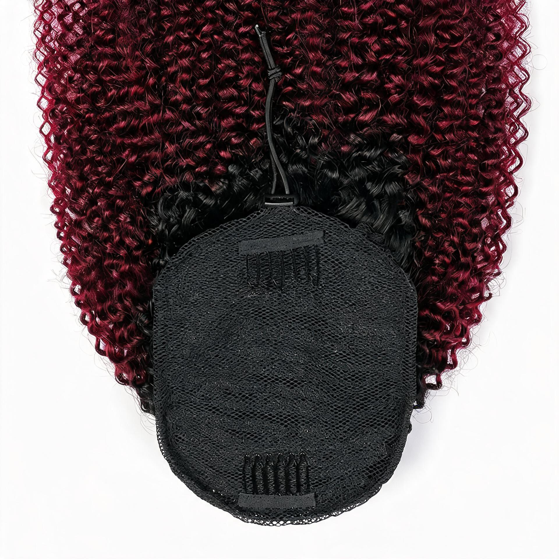 Burgundy Premium Afro Curly Drawstring Ponytail (T1B 99J) - ElevateHealthTech