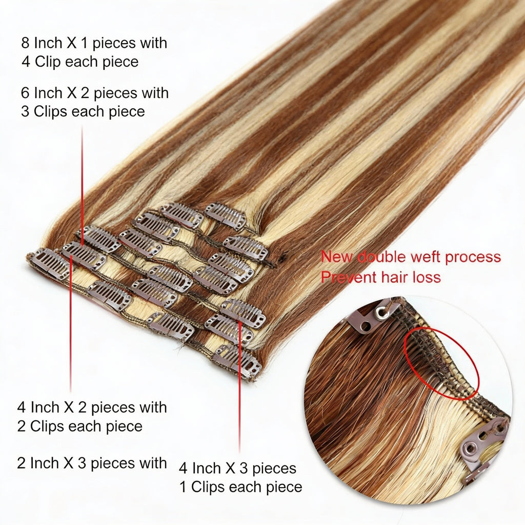 Caramel Blonde Highlights / Classic Clip-Ins (100g-120g)(#4/613) - ElevateHealthTech