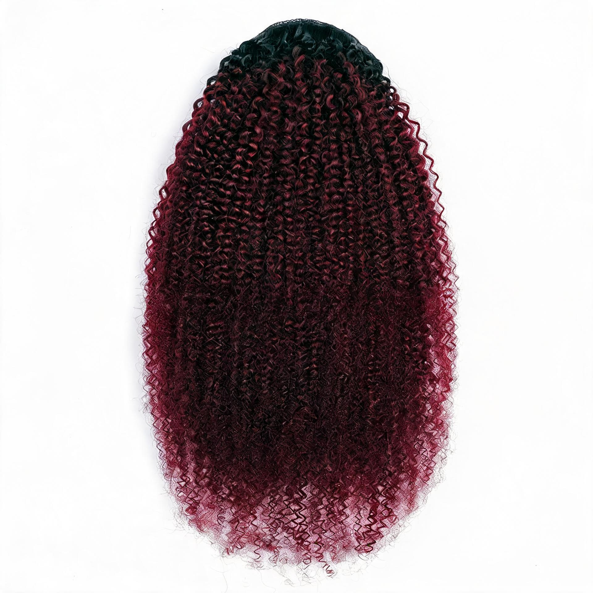 Burgundy Premium Afro Curly Drawstring Ponytail (T1B 99J) - ElevateHealthTech