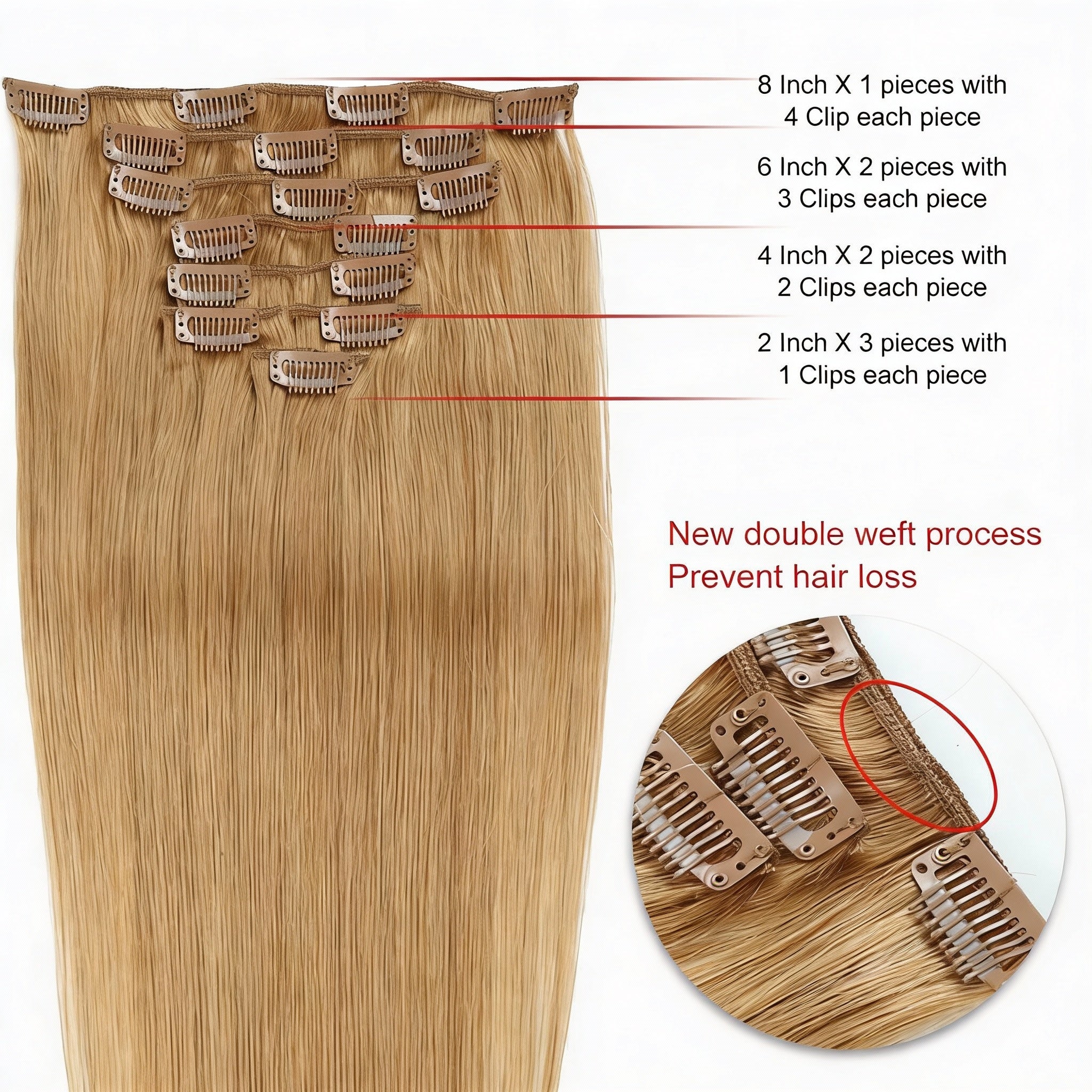 Foxy Blonde /  Classic Clip-Ins (100g-120g)(#27) - ElevateHealthTech