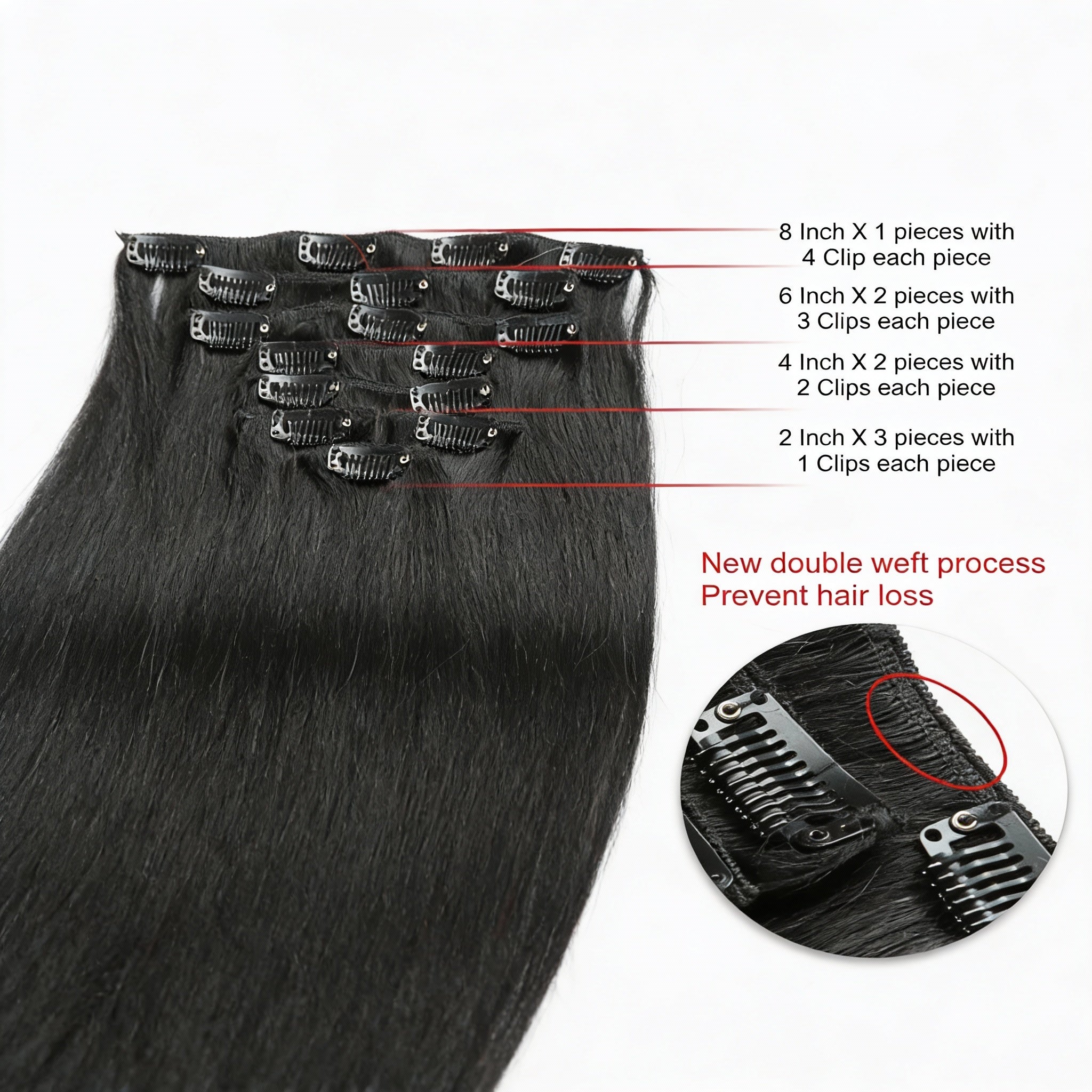 Jet Black /  Classic Clip-Ins (100g-120g)(#1) - ElevateHealthTech