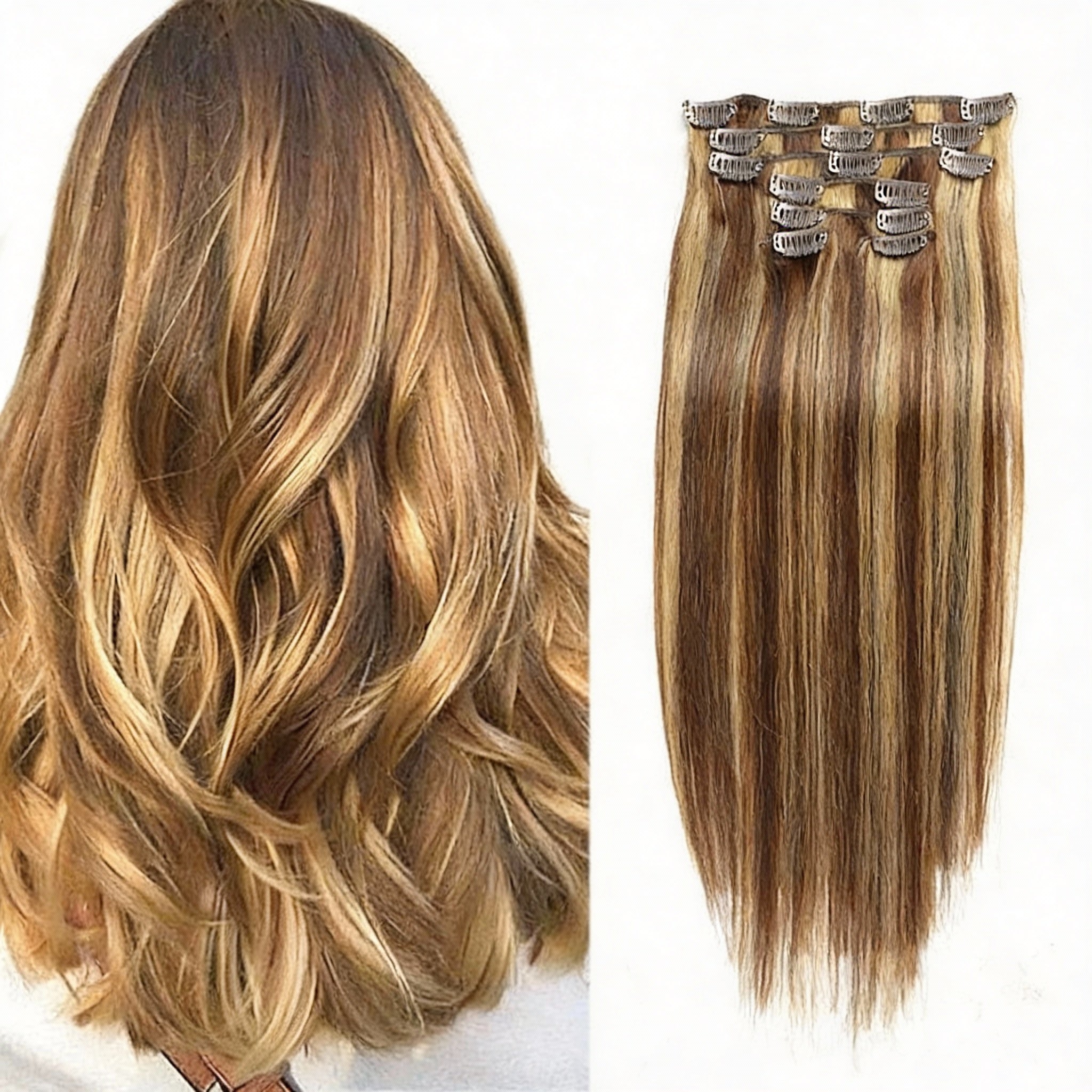 Honey Bronde Highlights  / Classic Clip-Ins (100g-120g)(#4/27) - ElevateHealthTech