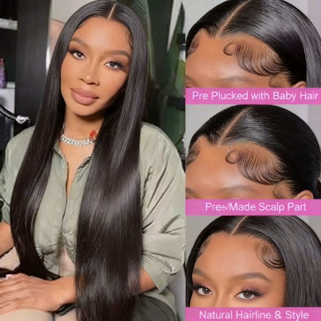 Silken Black Brazilian Straight Skinlike HD Lace Front Human Hair Wig 13×4 - ElevateHealthTech