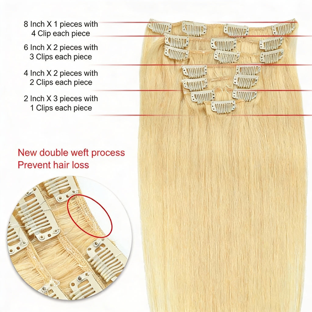 Blonde /  Classic Clip-Ins (100g-120g)( #24) - ElevateHealthTech