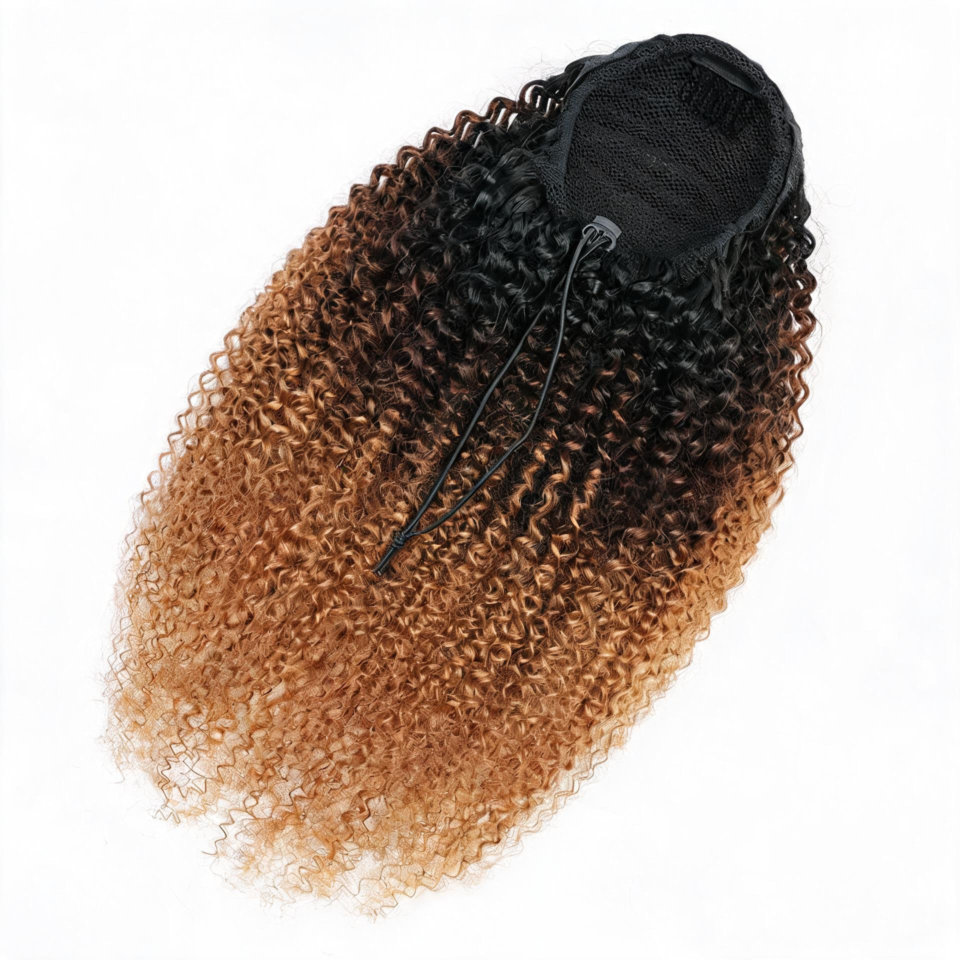 Ombre Premium Afro Curly Drawstring Ponytail (T1B 4 27) - ElevateHealthTech