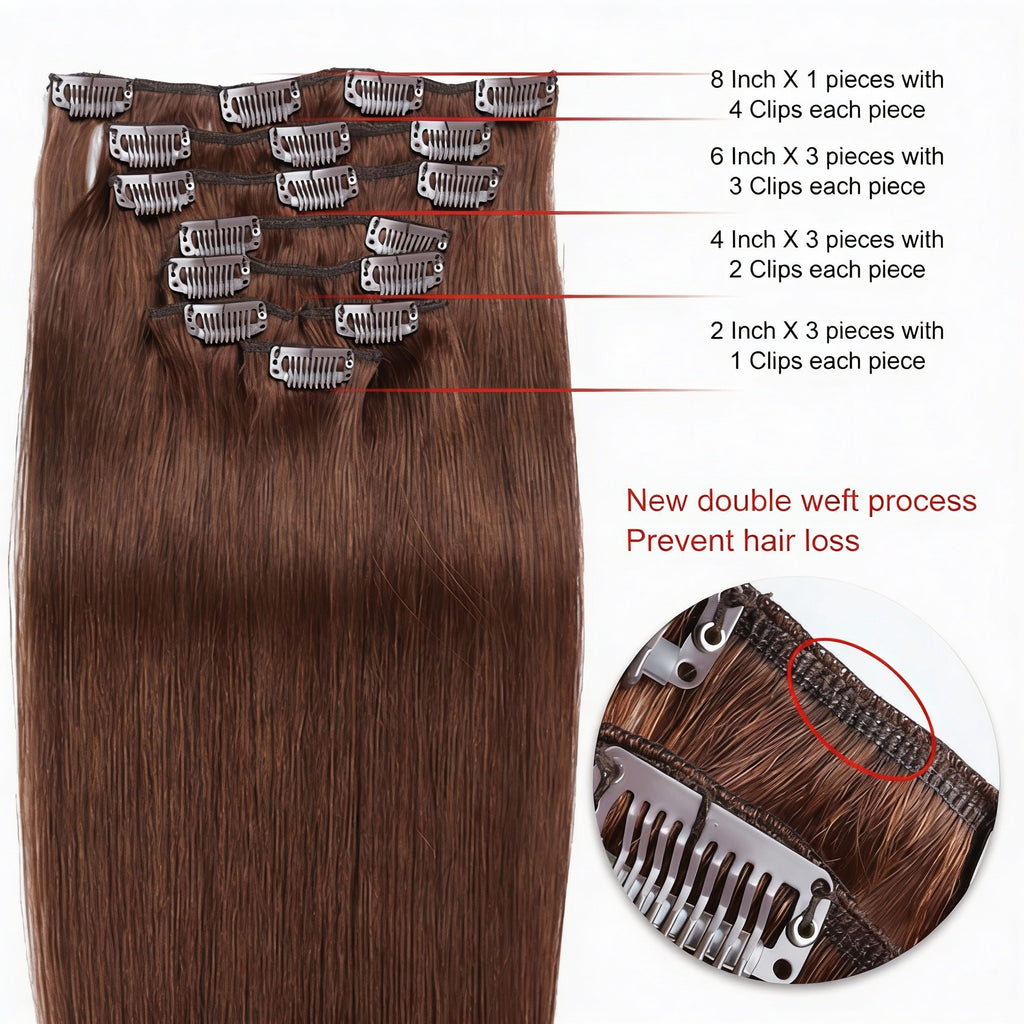Chocolate Brown /  Classic Clip-Ins (100g-120g)(#4 ) - ElevateHealthTech