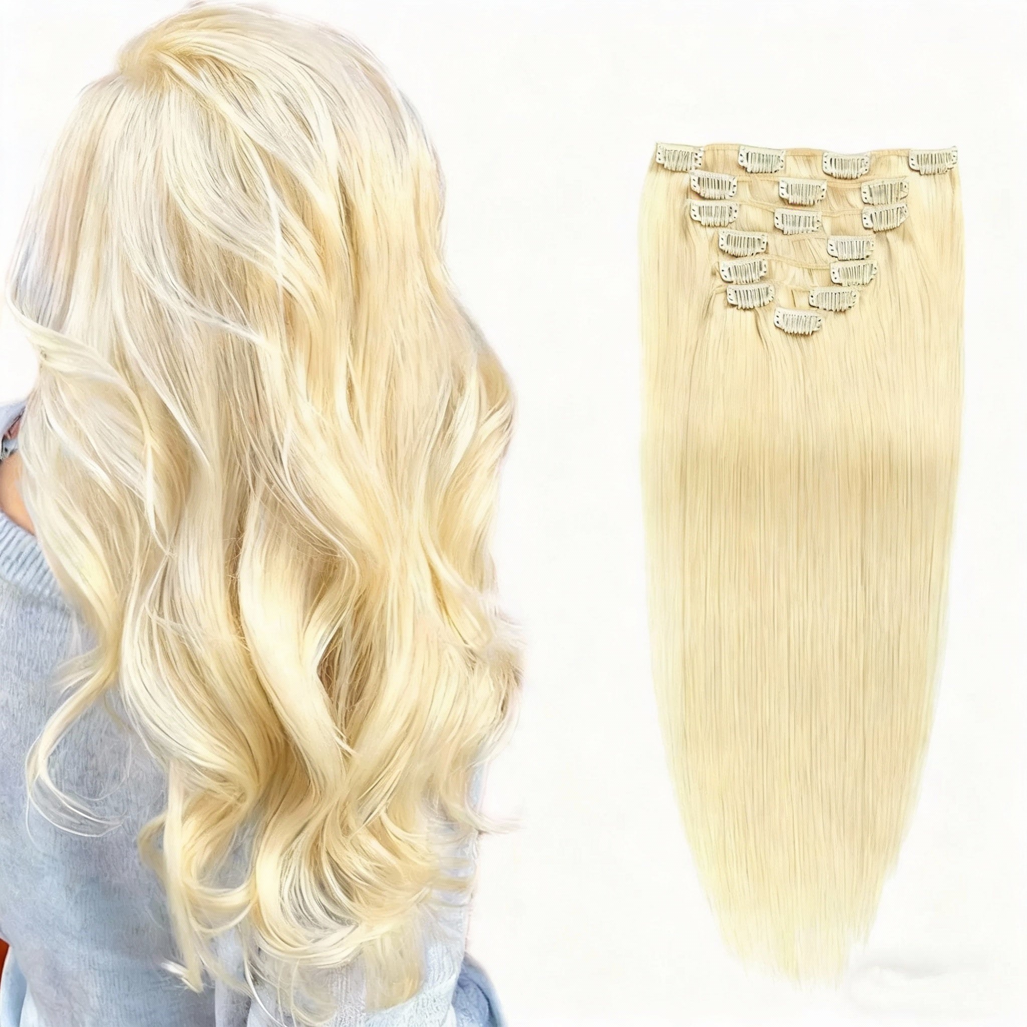 Platinum Blonde /  Classic Clip-Ins (100g-120g)(#60) - ElevateHealthTech