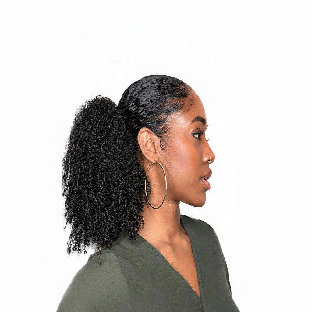 Natural black premium Afro Curly  Drawstring Ponytail - ElevateHealthTech