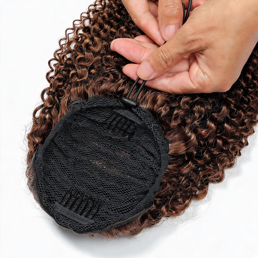 Chocolate Brown Premium Afro Curly Drawstring Ponytail (4#) - ElevateHealthTech