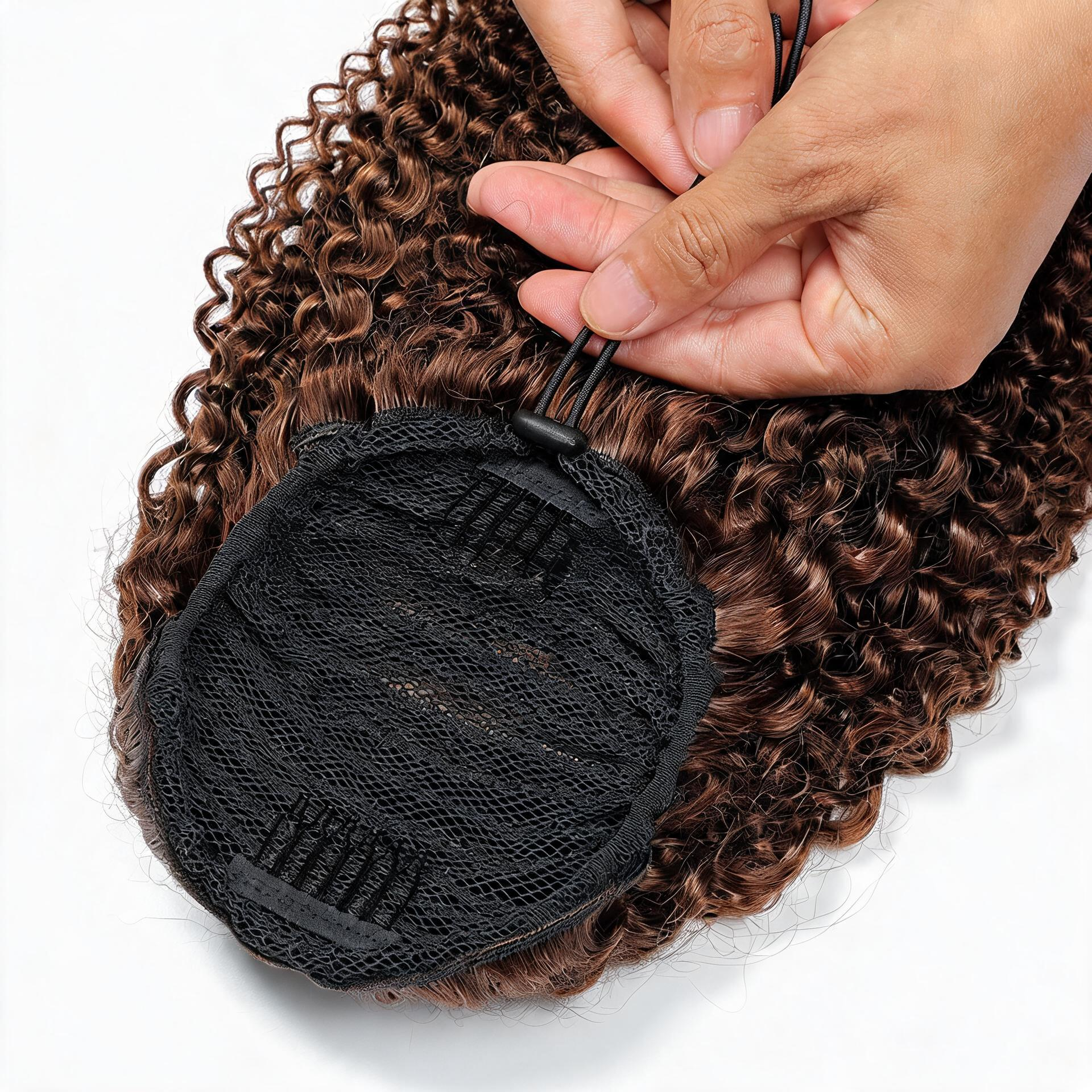 Chocolate Brown Premium Afro Curly Drawstring Ponytail (4#) - ElevateHealthTech