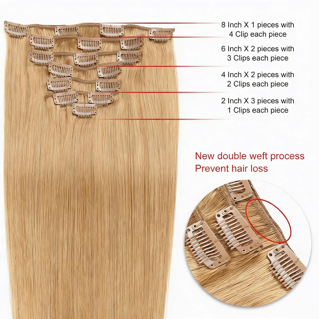 Honey Copper Blonde /  Classic Clip-Ins (100g-120g)(#16) - ElevateHealthTech