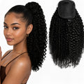 Natural Black Premium Afro Curly Drawstring Ponytail (1B) - ElevateHealthTech