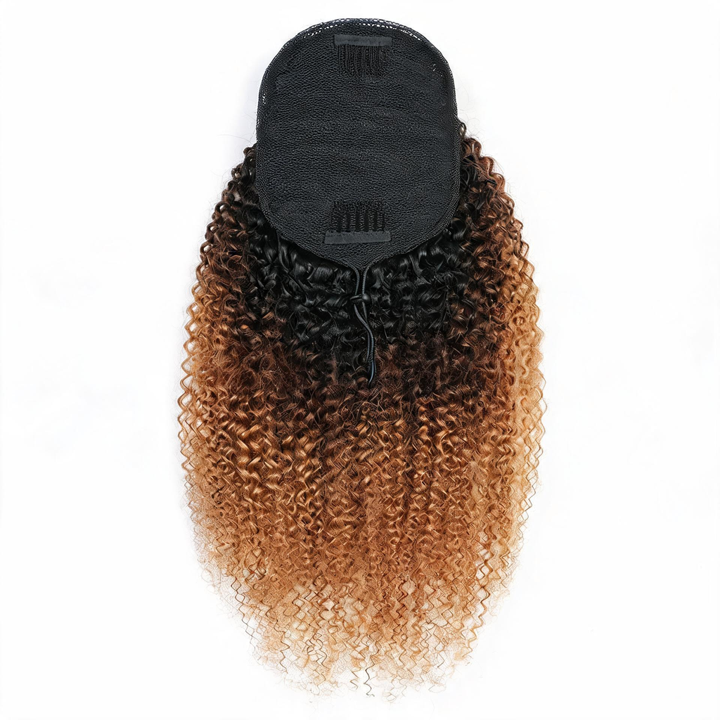 Ombre Premium Afro Curly Drawstring Ponytail (T1B 4 27) - ElevateHealthTech