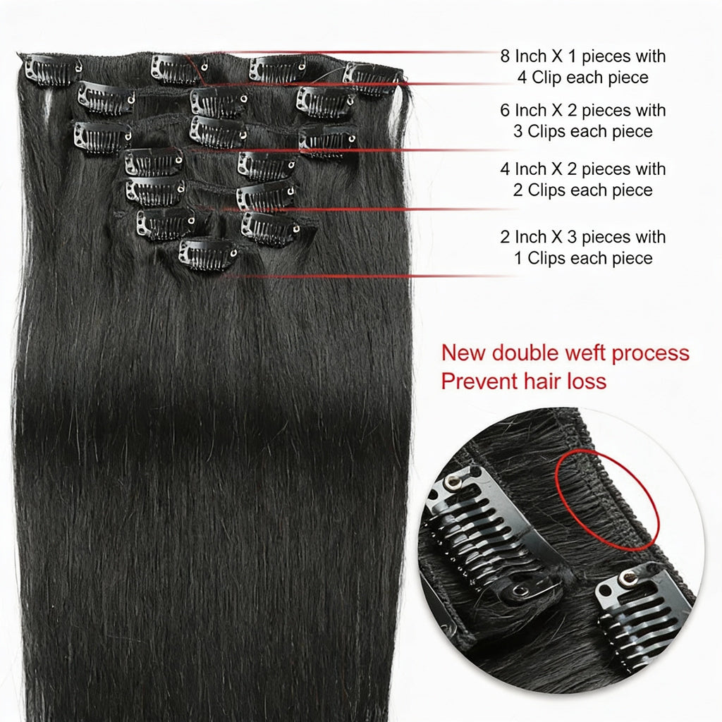 Natural Black /  Classic Clip-Ins (100g-120g) (1B) - ElevateHealthTech