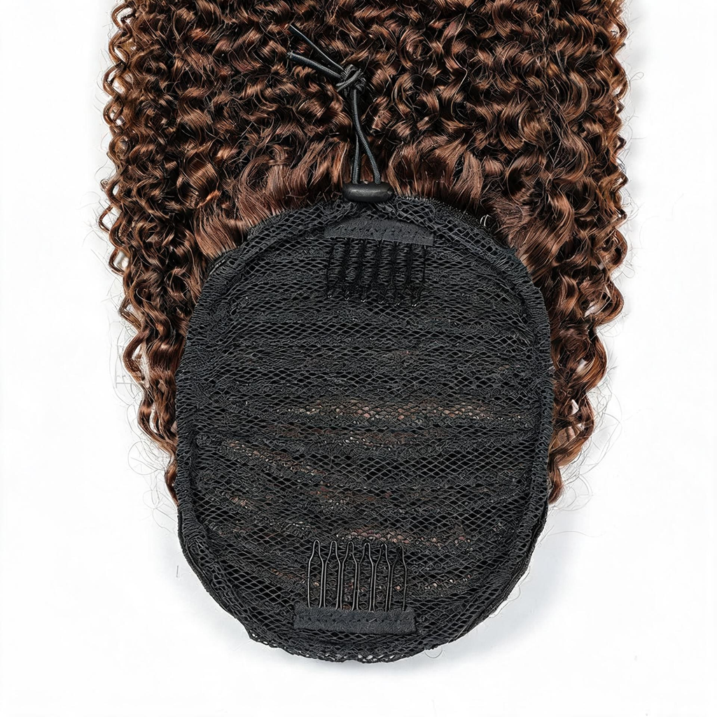 Chocolate Brown Premium Afro Curly Drawstring Ponytail (4#) - ElevateHealthTech