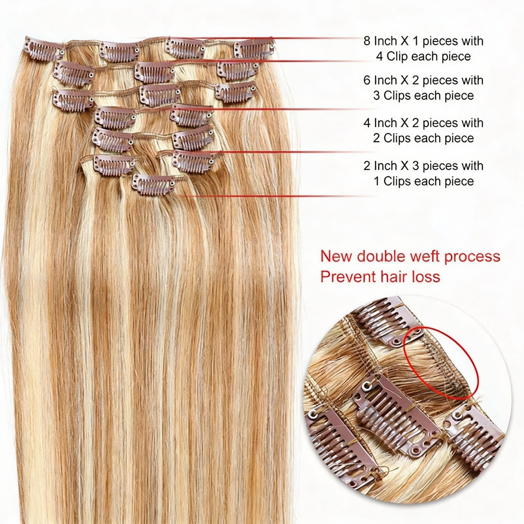 Golden Bronde Highlights / Classic Clip-Ins (100g-120g)(#12/613) - ElevateHealthTech
