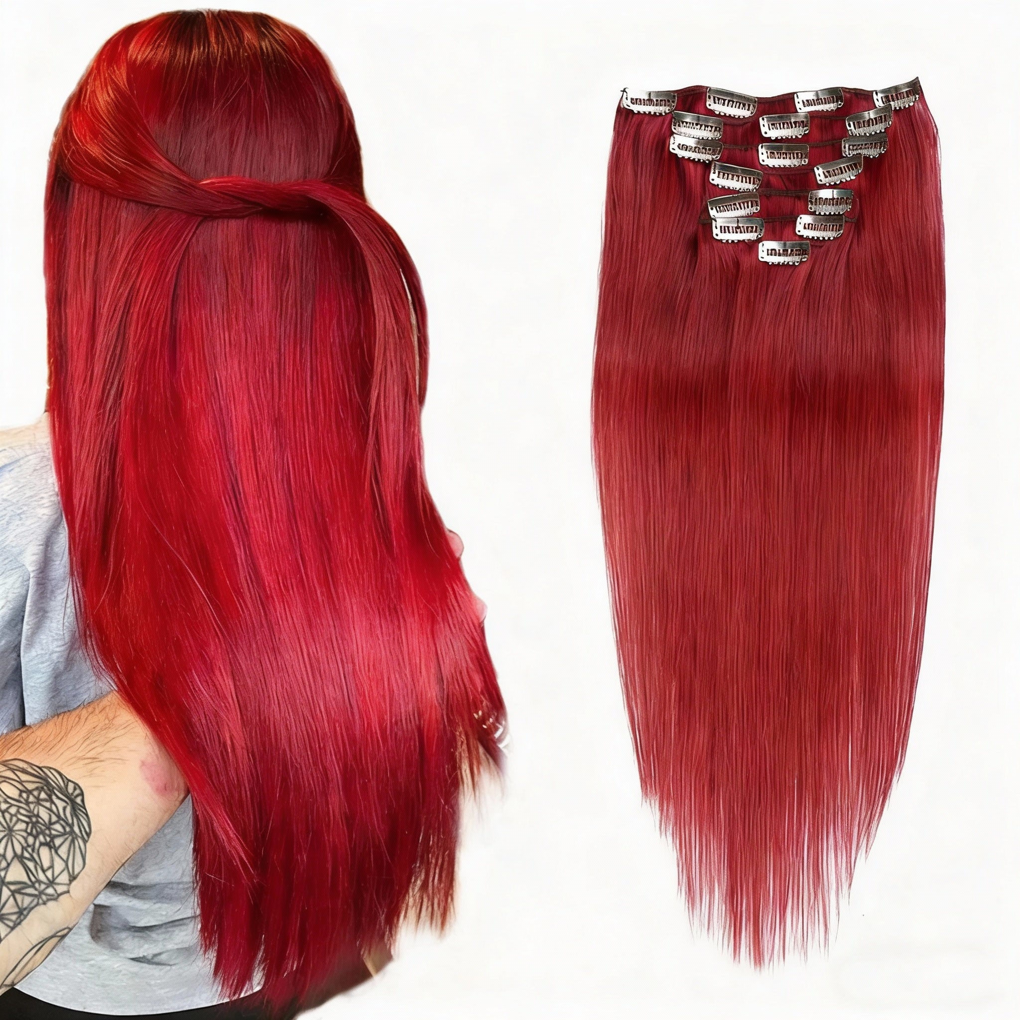 Scarlet Red /  Classic Clip-Ins (100g-120g)(#bug) - ElevateHealthTech