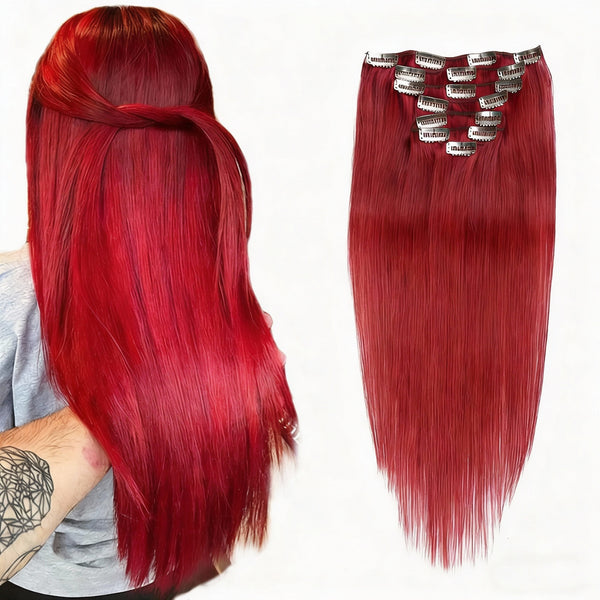 ElevateHairWorld - Scarlet Red Classic Clip-In Hair Extensions (100g-130g)