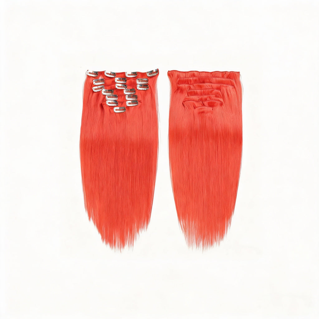 Red Premium Classic Clip-In Hair Extensions(100g-120g)(#red) - ElevateHealthTech