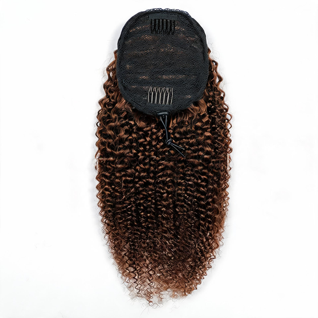 Chocolate Brown Premium Afro Curly Drawstring Ponytail (4#) - ElevateHealthTech