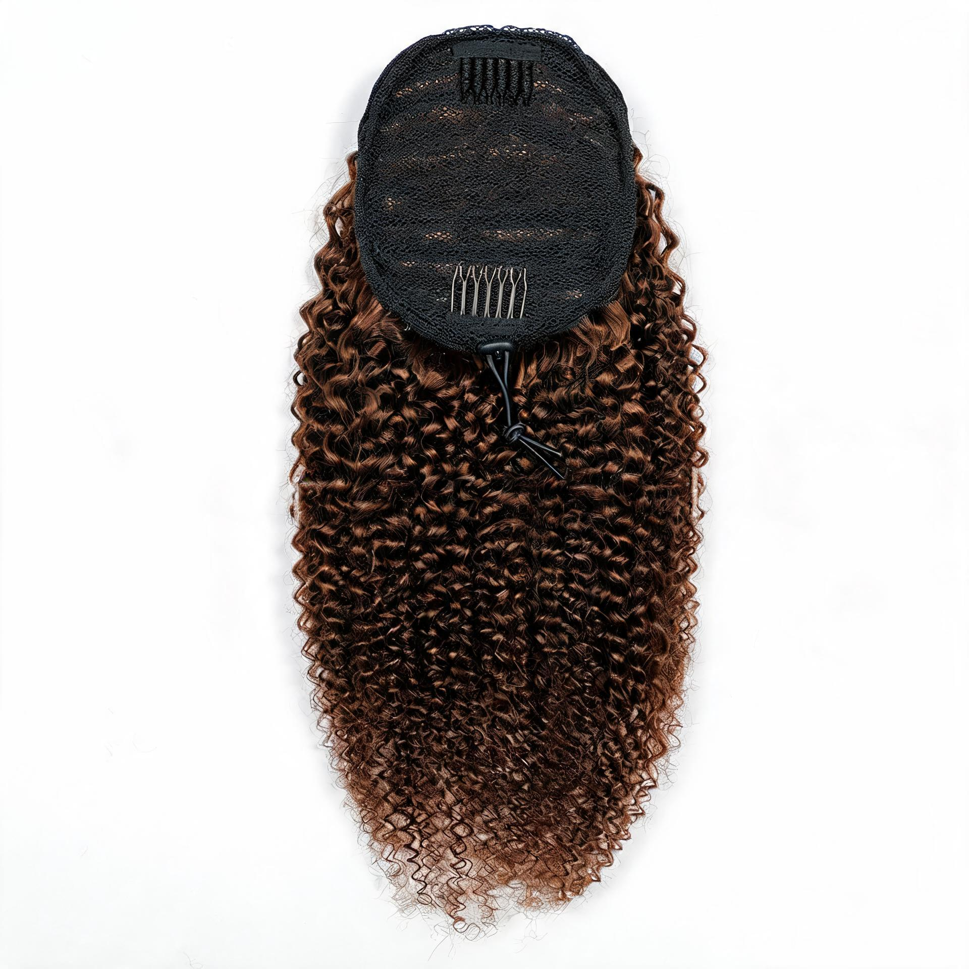 Chocolate Brown Premium Afro Curly Drawstring Ponytail (4#) - ElevateHealthTech